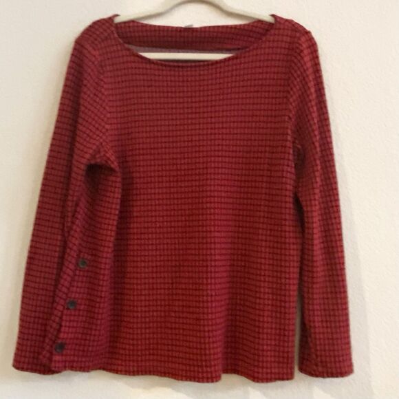 J.JILL Ponte Knit Red Black Check Long Sleeve Tunic Knit Top - Size M Holiday‎ - Picture 6 of 12